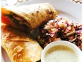Chicken roti wrap with salad green and tartar sauce